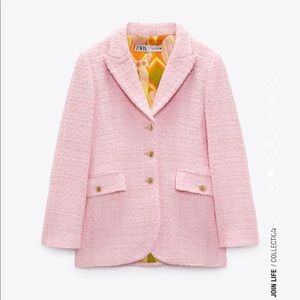 ZARA Pink Textured Tailored Blazer